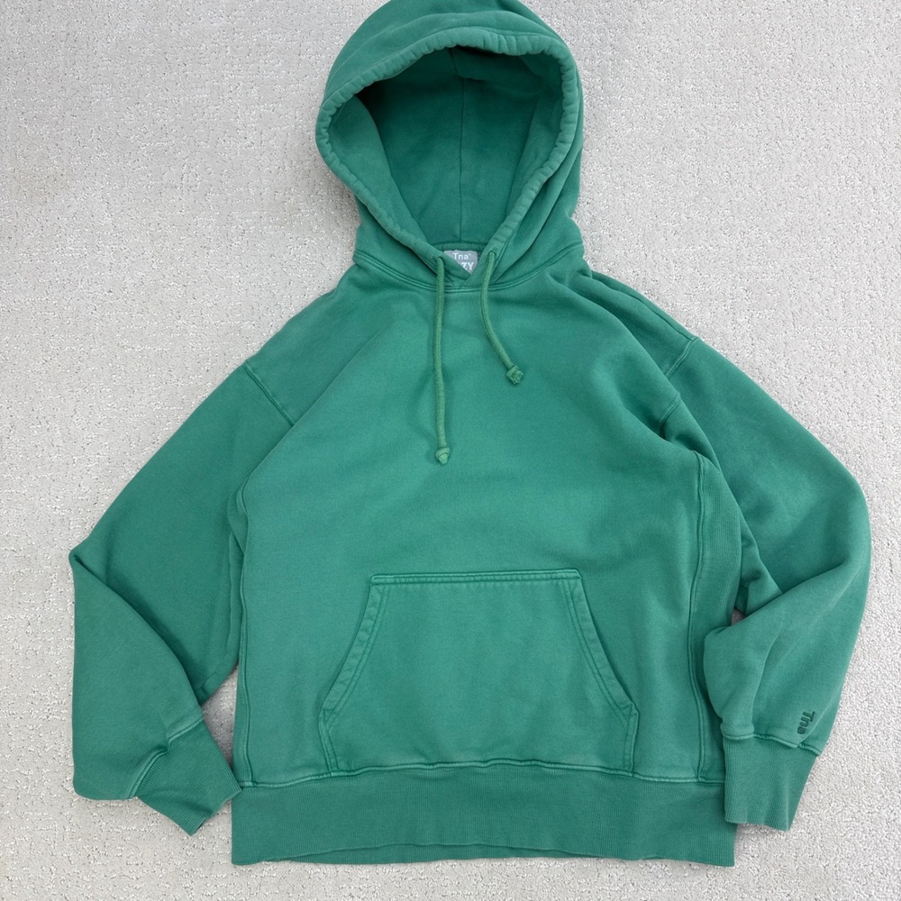 Tna Aritzia Cozy Fleece Boyfriend Hoodie‎ Green Sweatshirt XS 92133 SP22